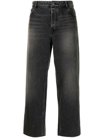 Shop Balenciaga Cropped Straight-leg Jeans In Black