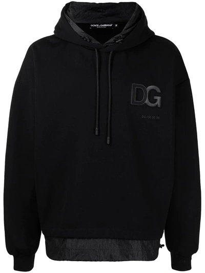 Shop Dolce & Gabbana Tonal Dg-patch Hoodie In Black