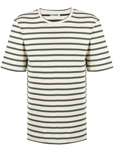 Shop Jil Sander Horizontal-stripe Crew Neck T-shirt In Neutrals