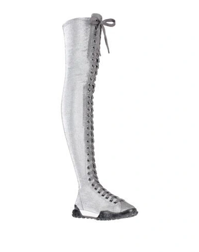 Shop Emporio Armani Woman Boot Silver Size 5.5 Textile Fibers
