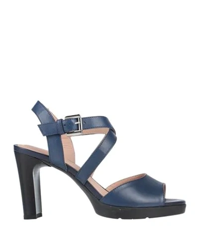 Shop Geox Woman Sandals Blue Size 10.5 Soft Leather