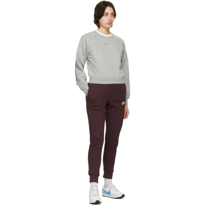 Shop Nike Grey Sportswear Swoosh Sweatshirt In 063 Dk Grey