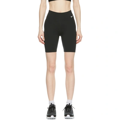 Shop Nike Black One Mid-rise Biker Shorts In 010 Black/w
