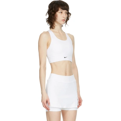 Shop Nike White Swoosh Long Line Sports Bra In 100 White/b