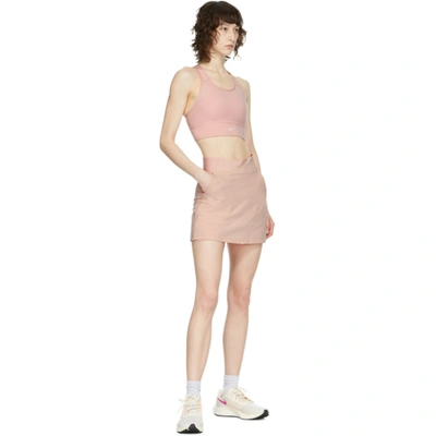 Shop Nike Pink Swoosh Long Line Sports Bra In 630 Pink Gl