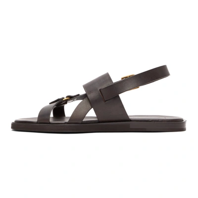 Shop Ermenegildo Zegna Brown Calfskin Sandals In Wen Brown