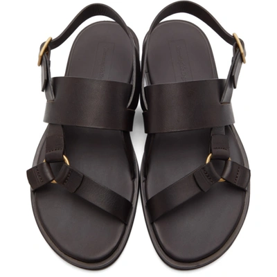 Shop Ermenegildo Zegna Brown Calfskin Sandals In Wen Brown
