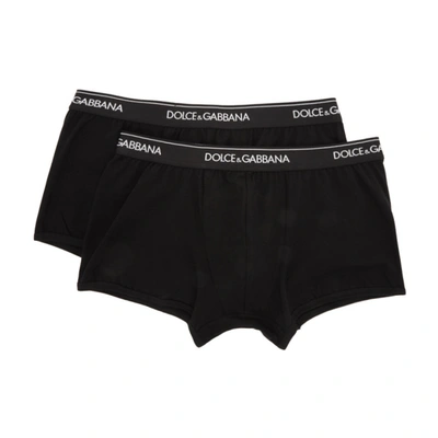 Shop Dolce & Gabbana Two-pack Black Regular Boxer Briefs In N0000 Black