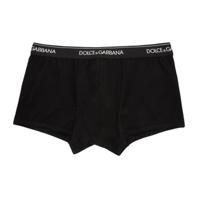 Shop Dolce & Gabbana Two-pack Black Regular Boxer Briefs In N0000 Black