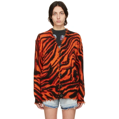 Shop R13 Orange Distressed Edge Cardigan In Orange Zebra