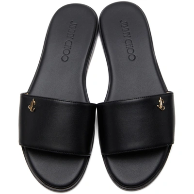Shop Jimmy Choo Black Minea 'jc' Flat Sandals