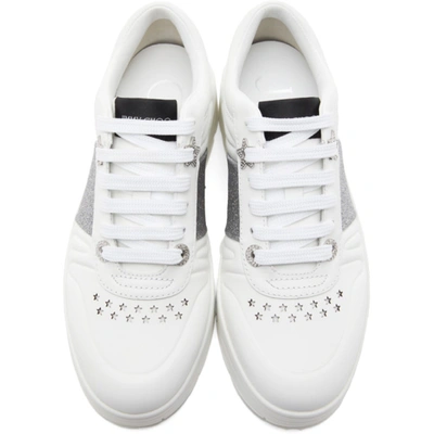 Shop Jimmy Choo White & Silver Hawaii Sneakers In X White/silver