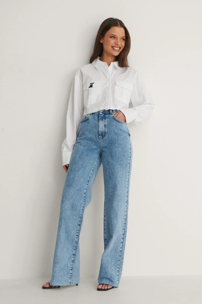 steekpenningen Geniet Verkleuren Na-kd Organic Straight Fit Raw Hem Jeans Blue | ModeSens