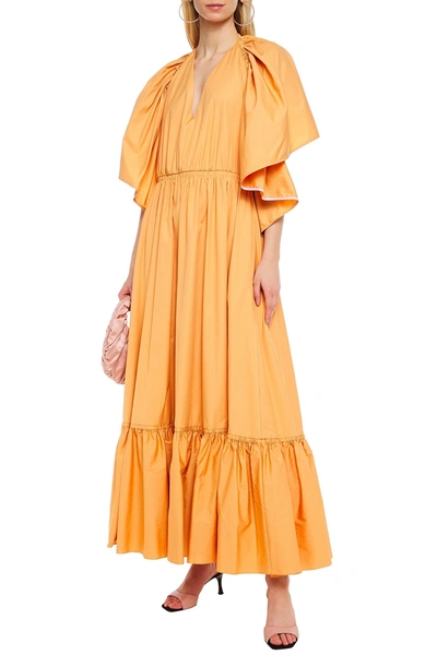 Shop Roksanda Constance Open-back Ruffled Cotton-poplin Maxi Dress In Marigold
