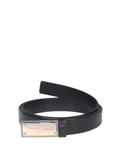 Shop Dolce & Gabbana Hammered Leather Belt In Black