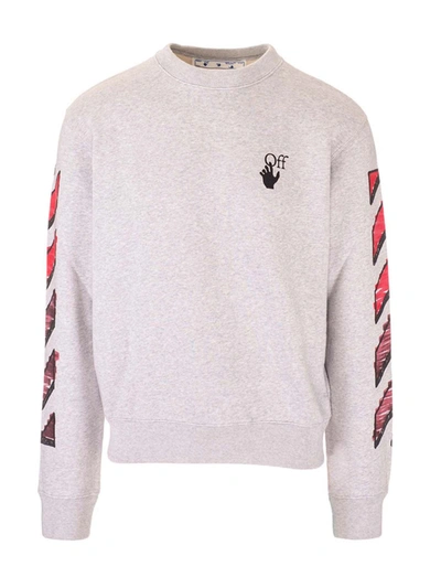 Shop Off-white Arrows And Diagonals Logo Sweatshirt In Grey