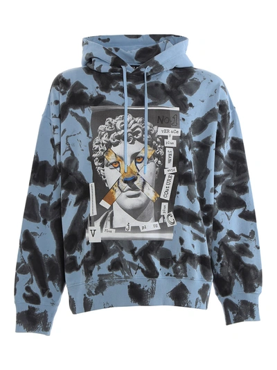 Shop Versace Jeans Couture Cotton Hoodie In Light Blue