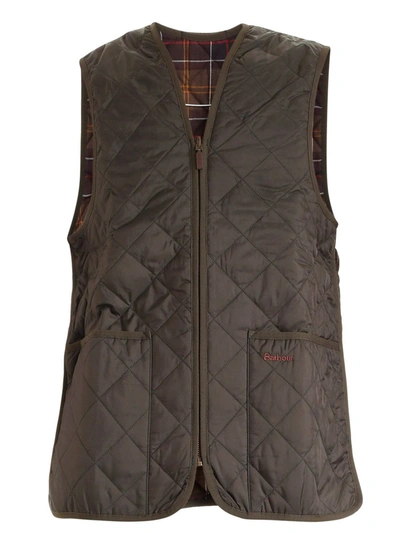 Shop Barbour Green Waistcoat Featuring Front Pockets