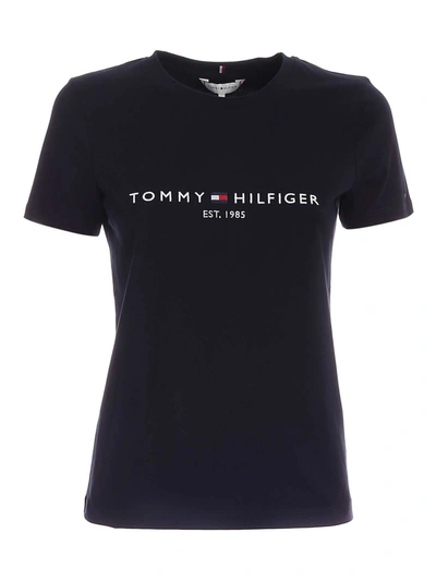Shop Tommy Hilfiger Contrasting Embroidery T-shirt In Blue