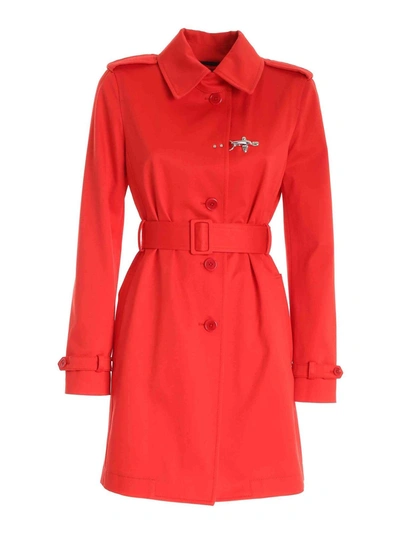 Shop Fay Hook Trench Coat In Red