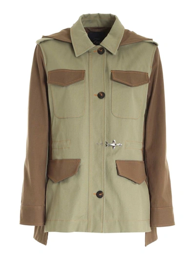 Shop Fay Hook Sahara Jacket In Green And Brown