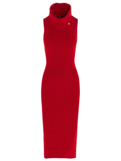 Shop Balmain Sleeveless Dress In Red
