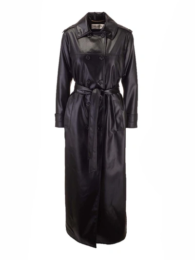 Shop Saint Laurent Belt Double-breasted Trench Coat In Black