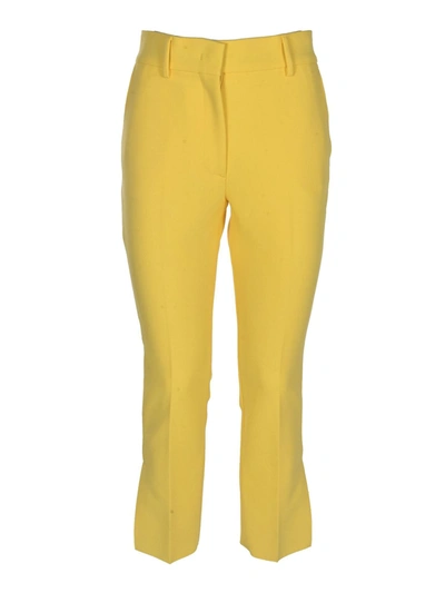 Shop Msgm Bootcut Fit Pants In Yellow