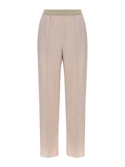 Shop Agnona Linen Trousers In Beige