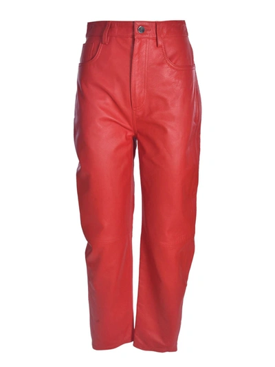 Shop Attico Red Leather Pants