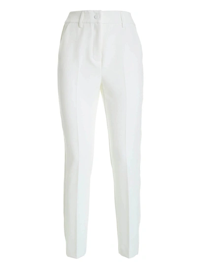 Shop Blumarine Logo Crepe Pants In White
