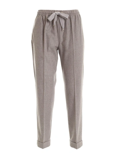 Shop Les Copains Drawstring Pants In Grey