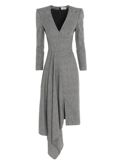 Shop Alexander Mcqueen Prince Of  Wales Dress In Grey