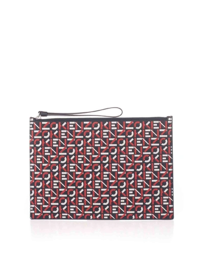 Shop Kenzo Large  Monogram Clutch In Red
