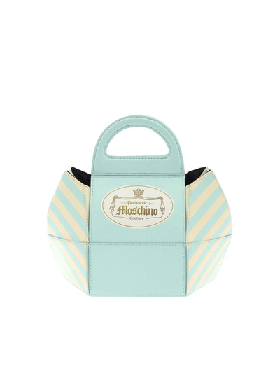Shop Moschino Cake Box Small Bag In Light Blue And Yellow