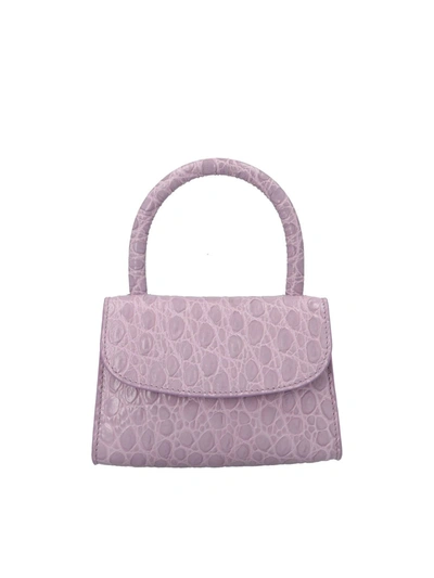 Shop By Far Mini Croco Print Handbag In Purple