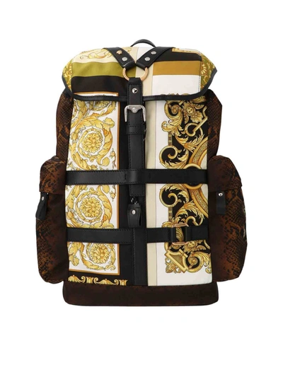 Shop Versace Barocco Print Multicolor Backpack In Multicolour