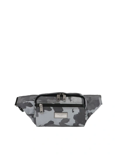 Shop Dolce & Gabbana Camouflage Logo Belt Bag In Grey