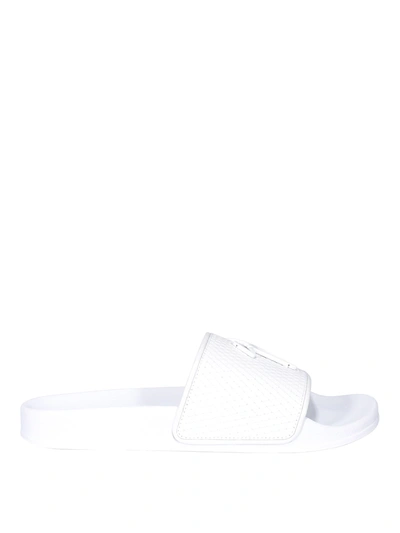 Shop Giuseppe Zanotti Leather Flat Sandals In White