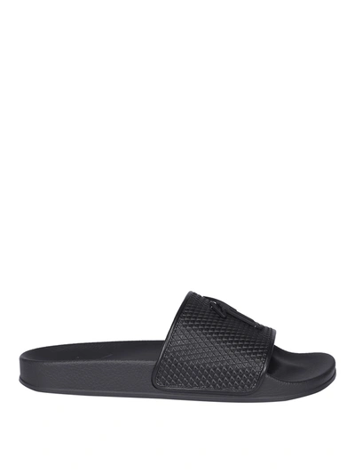 Shop Giuseppe Zanotti Leather Flat Sandals In Black