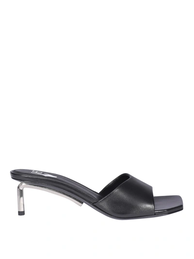 Shop Off-white Metallic Heel Leather Sandals In Black