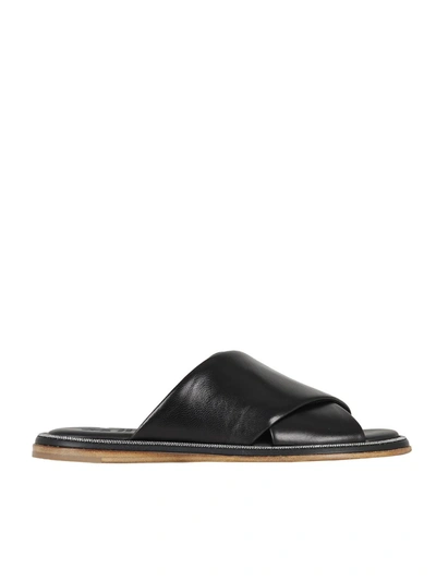 Shop Brunello Cucinelli Rhinestone Flat Sandals In Black