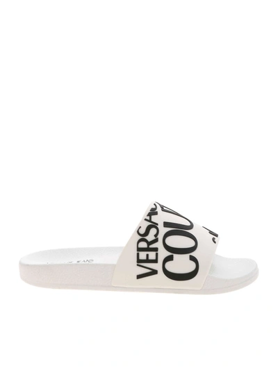 Shop Versace Jeans Couture Branded Rubber Slippers In White