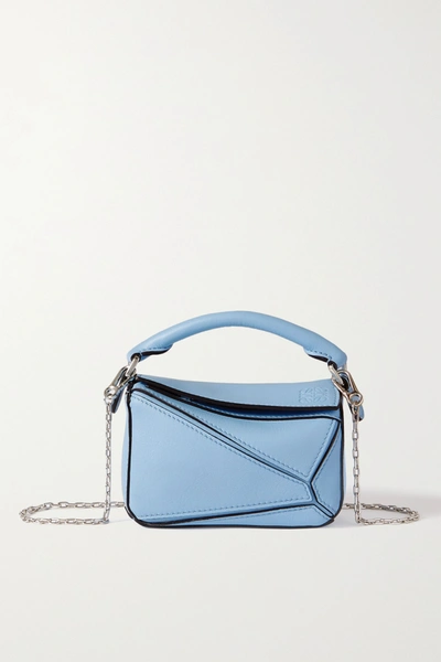 Shop Loewe Puzzle Nano Leather Shoulder Bag In Blue