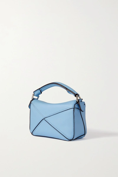 Loewe Puzzle Nano Leather Shoulder Bag In Blue