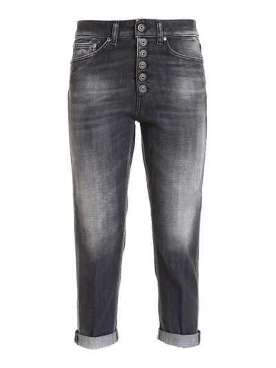 Shop Dondup Koons Jewel Button Jeans In Grey In Black