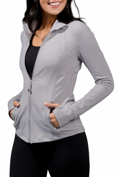 Shop 90 Degree By Reflex Full Zip Long Sleeve Jacket In Echo Grey