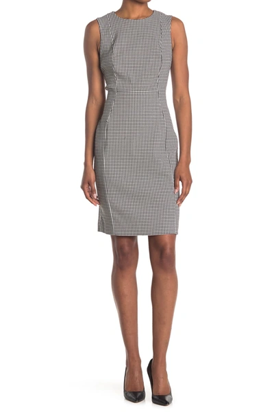 Shop Calvin Klein Geo Print Sleeveless Sheath Dress In Blk Crm