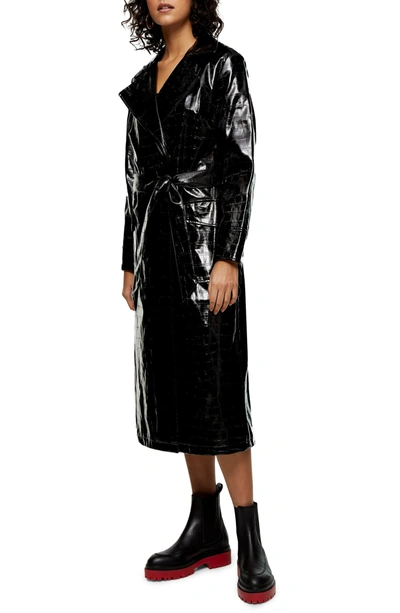 Croc embossed cheap coat topshop