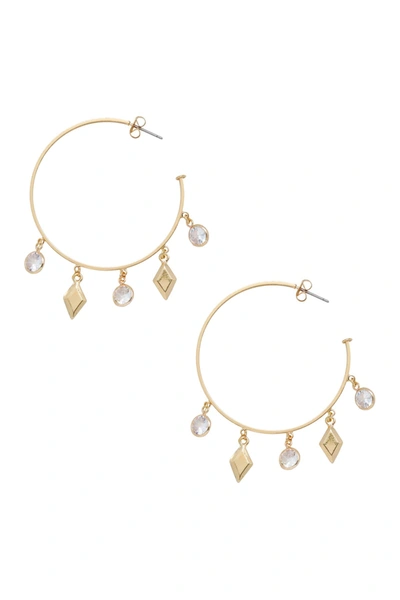Shop Ettika Geometric Charm & Cz 45mm Hoop Earrings In Gold